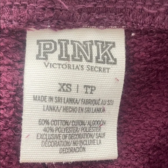 Pink Maroon Hoodie & Sweatpants Set - 'Love Pink’ With Sequence & Logo, Small/Xs - Picture 10 of 14